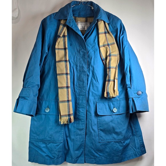 London Fog Jackets & Blazers - London Fog Limited Edition Womens Teal Long Lined Rain Coat Button Size 10P